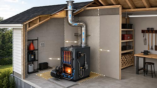 Installer une chaudière à huile usagée: conduit, tirage, distances de sécurité