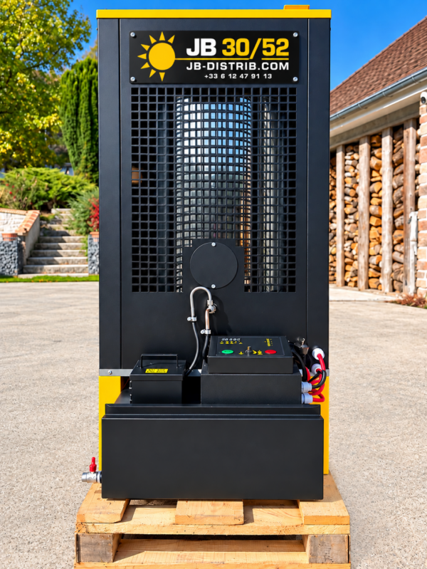Chaudière à huile JB 30–52 kW : vue de face avec grille de protection